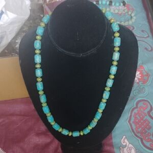 Turquoise and Green Beaded Necklace